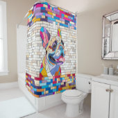 Franse Bulldog - Frenchie - kleurrijk mozaïek Douchegordijn (In situ)
