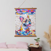 Franse Bulldog - Frenchie - kleurrijk mozaïek Hangend Wandkleed (Slaapkamer)