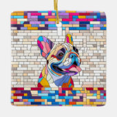 Franse Bulldog - Frenchie - kleurrijk mozaïek Keramisch Ornament (Voorkant)