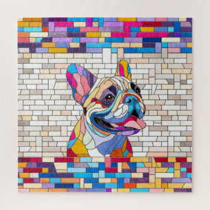 Franse Bulldog - Frenchie - kleurrijk mozaïek Legpuzzel
