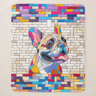 Franse Bulldog - Frenchie - kleurrijk mozaïek Sherpa Deken