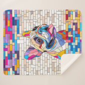 Franse Bulldog - Frenchie - kleurrijk mozaïek Sherpa Deken (Voorkant (horizontaal))