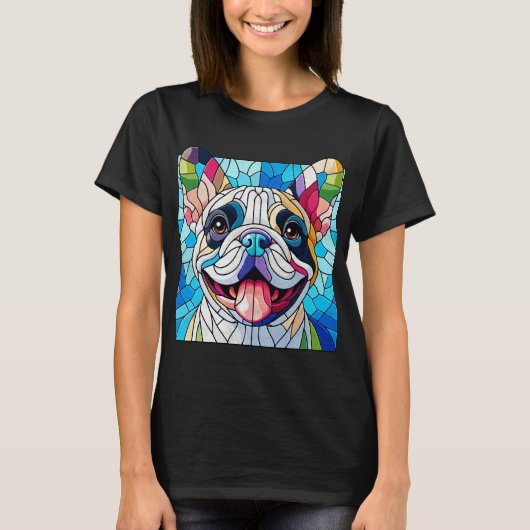 Franse Bulldog - Frenchie - kleurrijk mozaïek T-shirt (Voorkant)