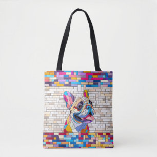 Franse Bulldog - Frenchie - kleurrijk mozaïek Tote Bag