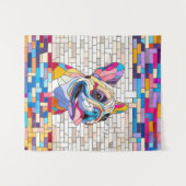 Franse Bulldog - Frenchie - kleurrijk mozaïek Wandkleed (Voorkant (horizontaal))