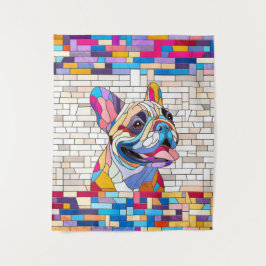 Franse Bulldog - Frenchie - kleurrijk mozaïek Wandkleed