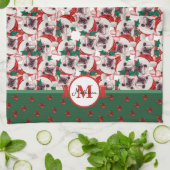 Franse Bulldog Frenchie Monogram Kerst Hond Theedoek (Gevouwen)