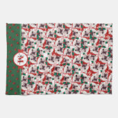 Franse Bulldog Frenchie Monogram Kerst Hond Theedoek (Horizontaal)