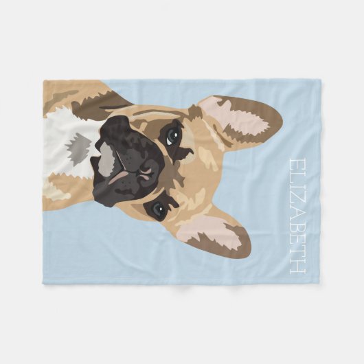 Franse Bulldog | Frenchie-naam Fleece Deken (Voorkant (Horizontaal))