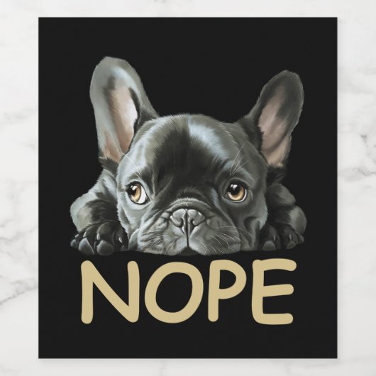 Franse Bulldog | Frenchie Nope Gifts Wijn Etiket (Enkel label)