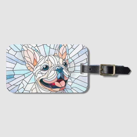 Franse Bulldog - Frenchie - pastelmozaïek Bagagelabel (Voorkant (horizontaal))