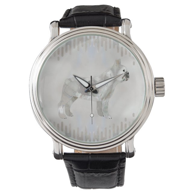Franse Bulldog - Frenchie pearl silhouette Horloge (Voorkant)