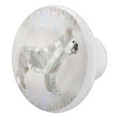 Franse Bulldog - Frenchie pearl silhouette Keramische Knop (Rechts)