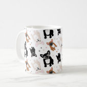 Franse Bulldog Frenchie Pups en Polka Dots Koffiemok (Voorkant links)