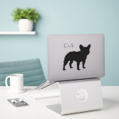Franse Bulldog Frenchie Silhouette Schattige Honde Sticker (Laptop op bureau)