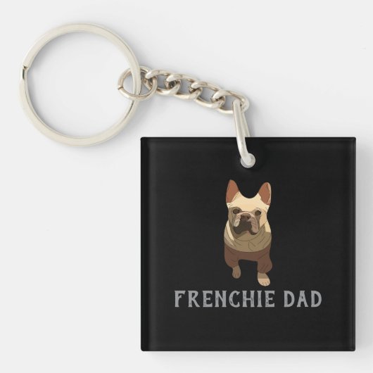 Franse Bulldog, Frenchie Vader Sleutelhanger (voorkant)