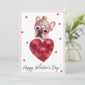 Franse Bulldog Frenchie Valentijnsdag Gift Dog Feestdagenkaart (Staand voorkant)