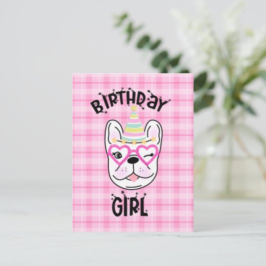 Franse Bulldog Frenchie Verjaardagsfeest Thema   Briefkaart (Staand voorkant)