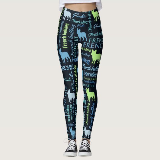 Franse Bulldog - Frienchie Word Art Leggings (Voorkant)