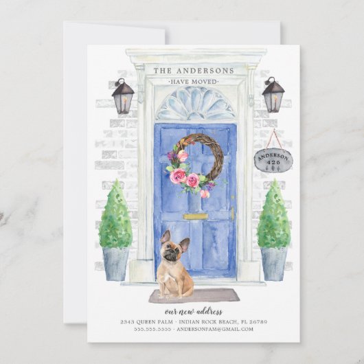 Franse Bulldog Front door Moving Announge Kaart (Voorkant)