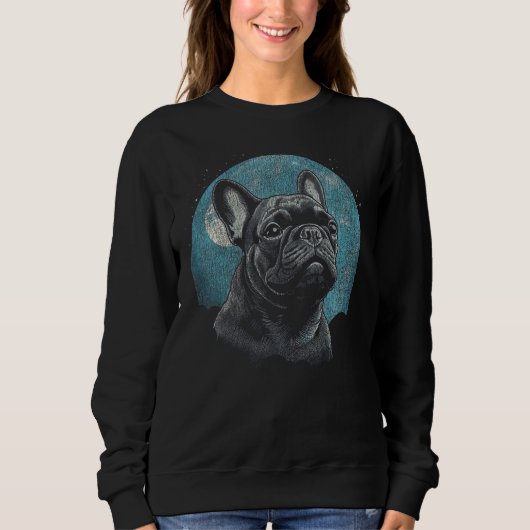 Franse Bulldog Full Moon Graphic voor Hondenliefhe Trui (Voorkant)