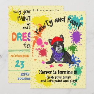 Franse Bulldog Fun Art verjaardagsfeestje uitnodig Kaart