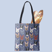 Franse Bulldog Fun Blue Tote Bag