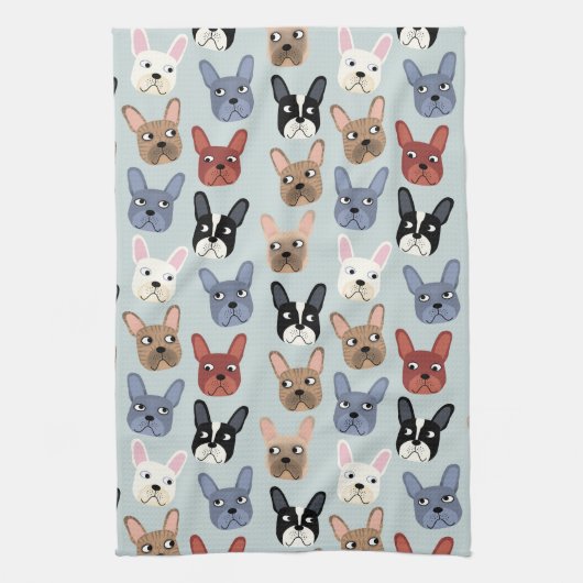 Franse Bulldog Fun Dog Theedoek (Verticaal)