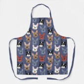 Franse Bulldog Fun Dusty Blue Dog Schort (Voorkant)