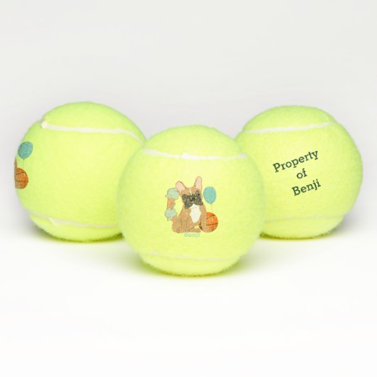 Franse Bulldog Fun gepersonaliseerd Tennisballen (Multi)