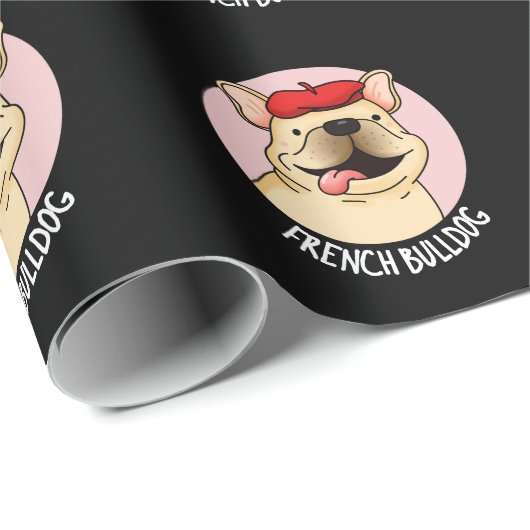 Franse Bulldog Funny Dog Pun Dark BG Cadeaupapier (Rol Hoek)