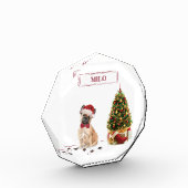 Franse Bulldog Funny kersthond met boom Fotoblokken (Links)