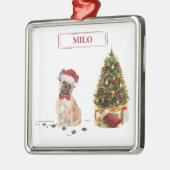 Franse Bulldog Funny kersthond met boom Metalen Ornament (Links)