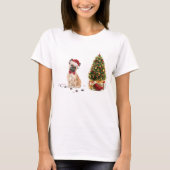 Franse Bulldog Funny kersthond met boom T-shirt (Voorkant)