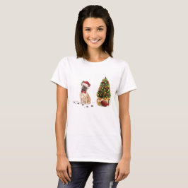 Franse Bulldog Funny kersthond met boom T-shirt