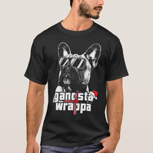Franse Bulldog Gangsta Wrapper Kerstmis T-shirt (Voorkant)