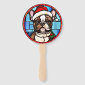 Franse Bulldog Gebrandschilderde Glas Kerstmis Handwaaier (Achterkant)