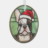 Franse Bulldog Gebrandschilderde Glas Kerstmis Ornament (Voorkant Rechts)