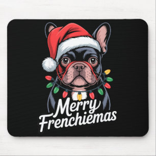 Franse Bulldog Gelukkig Frenchiemas Kerstman Hoed  Muismat