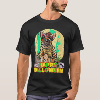 Franse Bulldog Gelukkig Halloween kostuum Zombie T T-shirt