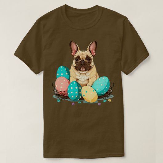 Franse Bulldog gelukkig paasdag 1 T-shirt (Design voorkant)