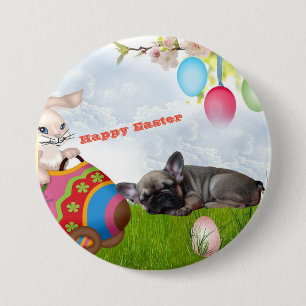 Franse Bulldog Gelukkig Pasen Franse Bulldog Ronde Button 7,6 Cm