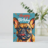Franse Bulldog Gelukkige Verjaardag Briefkaart (Staand voorkant)