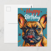 Franse Bulldog Gelukkige Verjaardag Briefkaart (Voorkant / Achterkant)