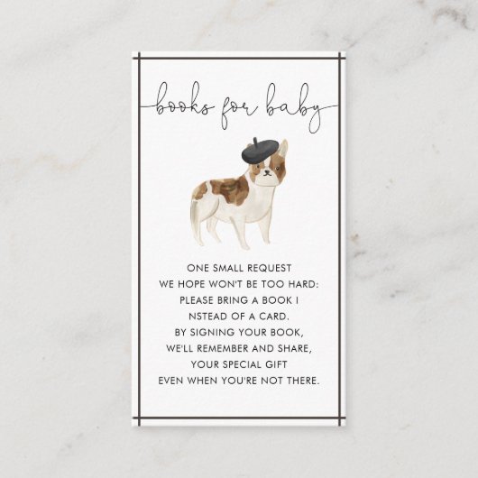Franse Bulldog Gender Neutral Books for Baby Informatiekaartje (Voorkant)