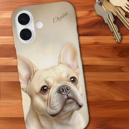 Franse Bulldog gepersonaliseerde crème Frenchie iPhone 16 Hoesje