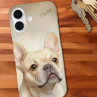 Franse Bulldog gepersonaliseerde crème Frenchie iPhone 16 Hoesje