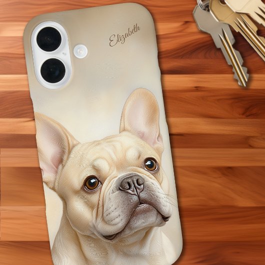 Franse Bulldog gepersonaliseerde crème Frenchie Case-Mate iPhone Case