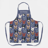 Franse Bulldog Gepersonaliseerde Dusty Blue Dog Schort (Voorkant)