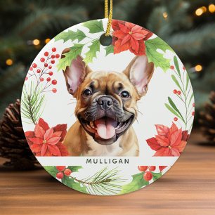 Franse Bulldog gepersonaliseerde hond kerst Keramisch Ornament